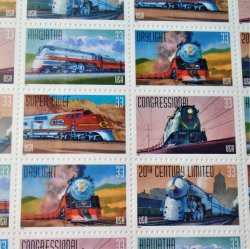 '.All Aboard, USPS Stamp Sheet.'