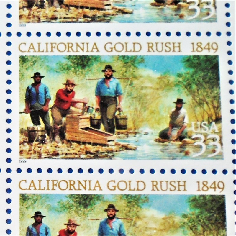 California Gold Rush 1849 USPS full pane stamp sheet, 20 x .33 cent. Sealed and in mint condition.