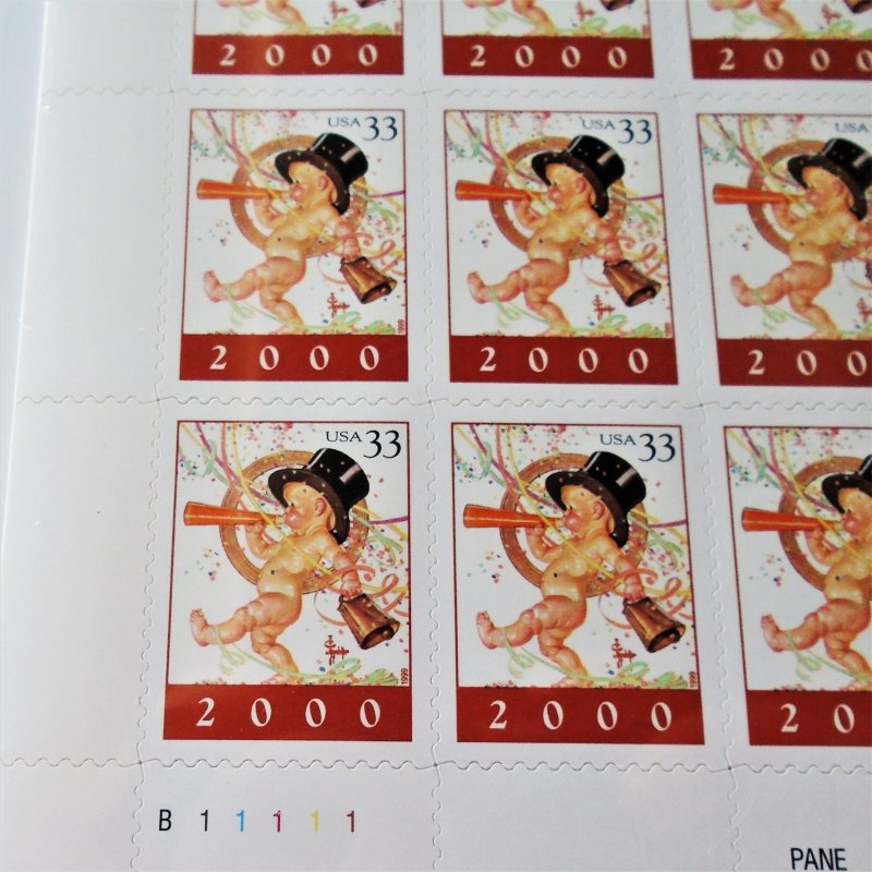 The Year 2000 USPS full pane stamp sheet, 20 x .33 cent. Sealed and in mint condition.