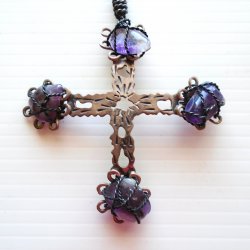 Cross, 925 with Gemstones, Handmade in Mexico, Vintage