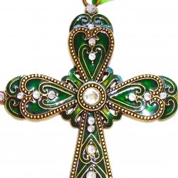 '.Enamel Cross w Rhinestones.'