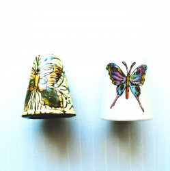 Butterfly Thimbles, Qty 2, Wood and San Diego Zoo