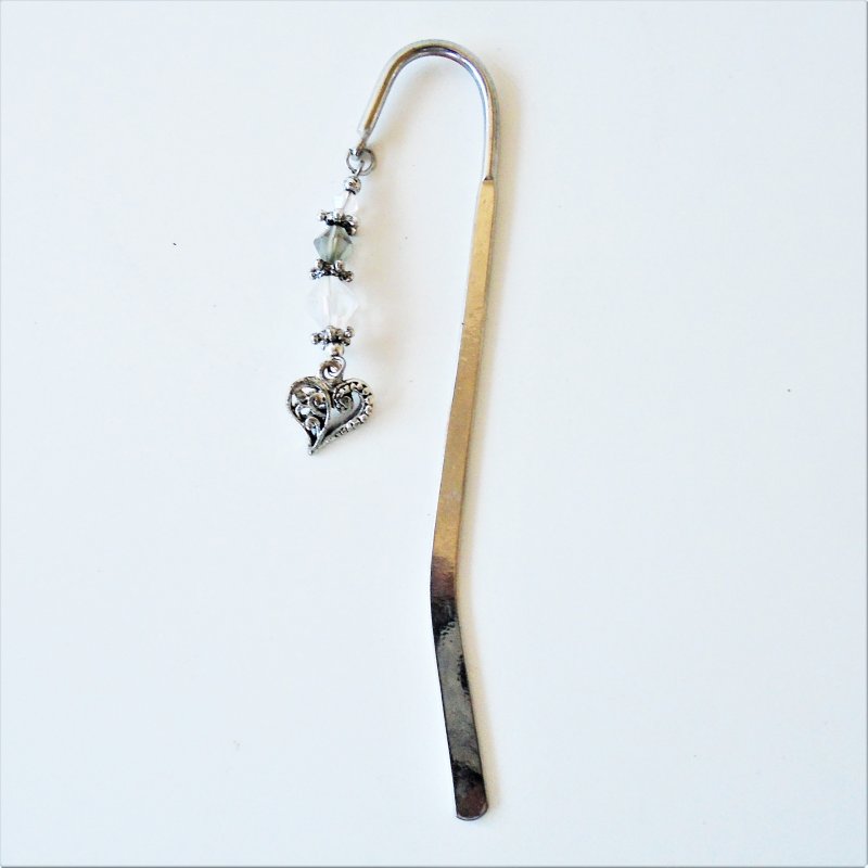 Metal Bookmark with beaded tassel. 4.5 inches long. In padded box