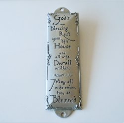 God’s Blessing, Mezuzah Type Plaque, Pewter, New