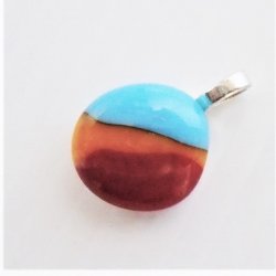 Multi Gem Multi Color Pendant, Chalcedony Quartz Jasper