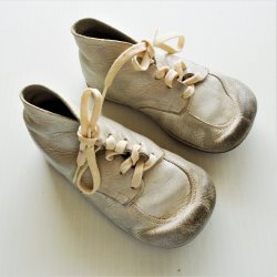 Antique Vintage Baby Shoes White Leather