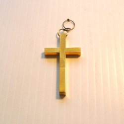 Religious Cross Pendant, 1.25x2.25 inch, Gold Plate