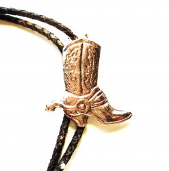 Bolo Tie Featuring Cowboy Boot, Silver Tone Color