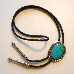 Bell Trading Co. Bolo Tie, 925 Sterling, Turquoise Stone