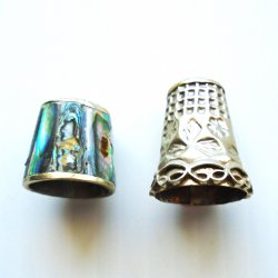 Vintage Thimbles, 2 from Mexico, 925 & Mother of Pearl