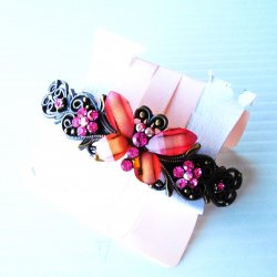 Butterfly Hair Clip Barrette, Pink Shades, Rhinestones, New