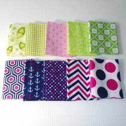 Sewing Material Fat Quarters, Lot B, 10 pks, 18x21 inch