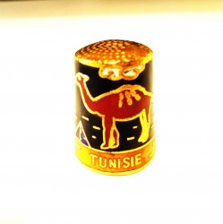 Camel and Palm Trees Thimble, Cloisonne, Marked ‘Tunisie’