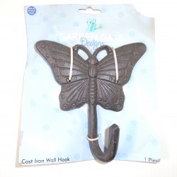 Cast Iron Butterfly Patio Hook, 6 inch, New