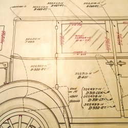 Schematic Blueprint Willys-Knight 64 Body Panel dated 1923