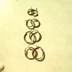 Loop Earrings, 4 Pair, Various Sizes, Stainless Steel, New