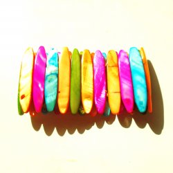 Shell Bracelet, Thin Cut, Stretch, Elongated Pieces