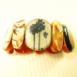 Stretch Bracelet, 10 Disks, Images of Trees
