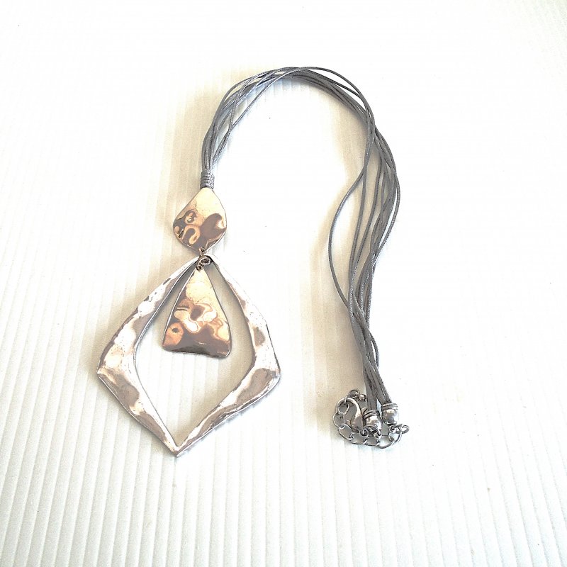 Bohemian abstract mixed metal necklace