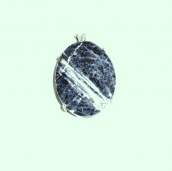 Sodalite Pendant, Silver Band, 2x1.25 inch