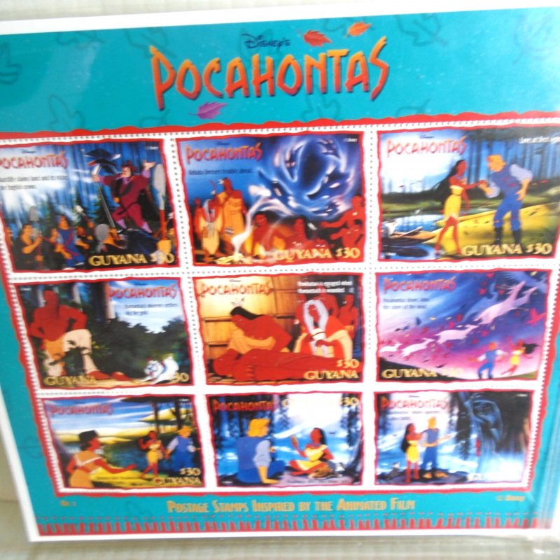 Country of Guyana Disney Pocahontas Stamps, 6 Different Sheets