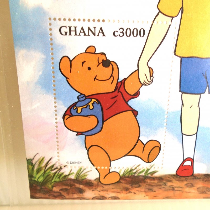 Country of Ghana Disney Winnie the Pooh and Christopher Robin Stamp Sheet.