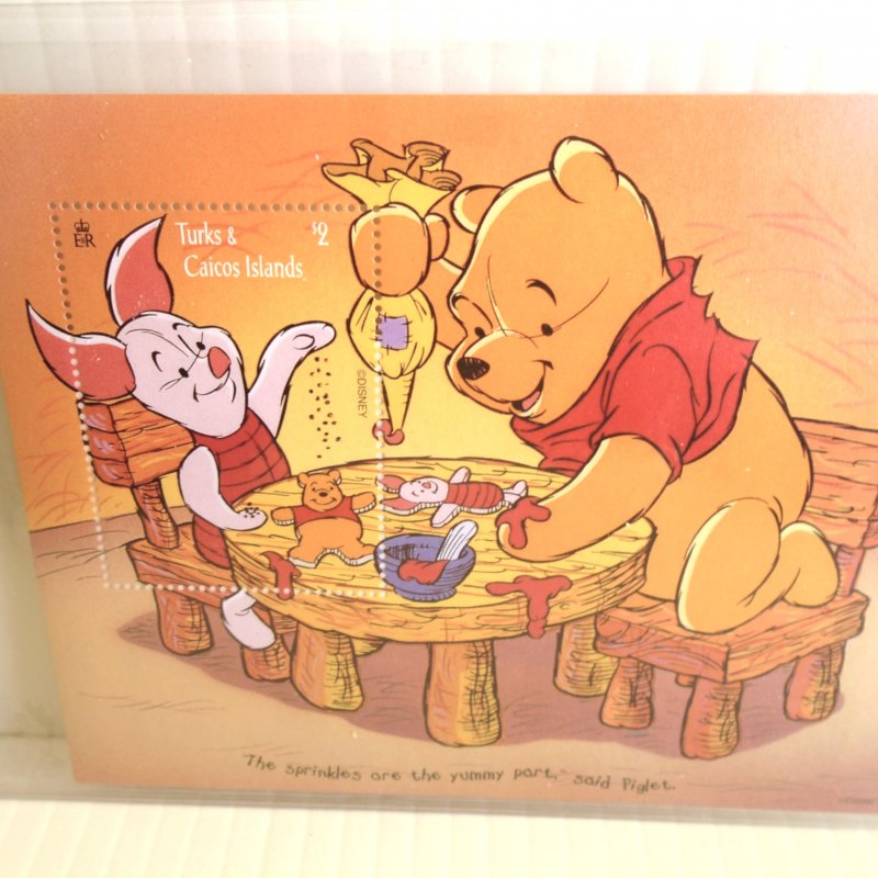 Turks & Caicos Disney Winnie the Pooh 2 postal stamp sheets. 1996