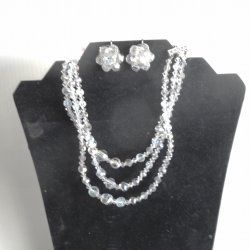 Laguna 3 strand Aurora Borealis necklace w matching earrings