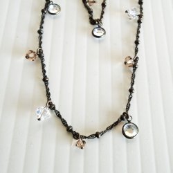 Liz Palacios Blue Reflective Crystal Long Necklace, 1990s