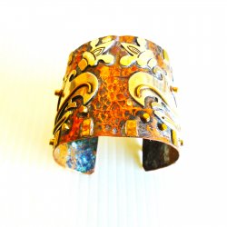 Casa Maya Mexican Copper Brass Cuff Bracelet, Mid Century