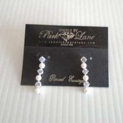 Park Lane Pierced Dangle Earrings Faux Pearl Cubic Zirconia