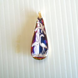 Double Sided Pendant, Flamingos, German Intaglio