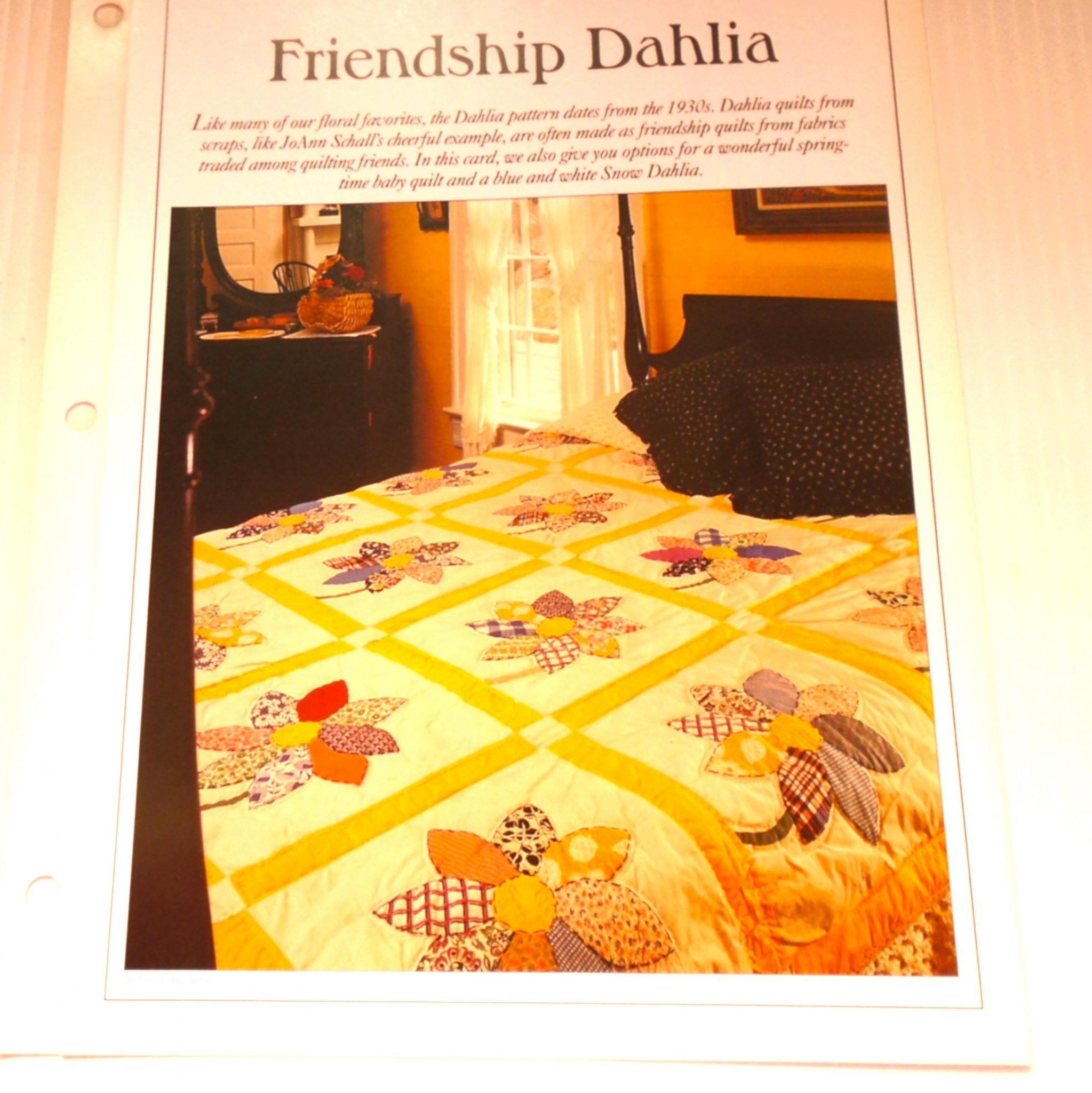 Friendship Dahlia quilt pattern. Actual size templates included. From Best Loved Quilt Patterns Series.