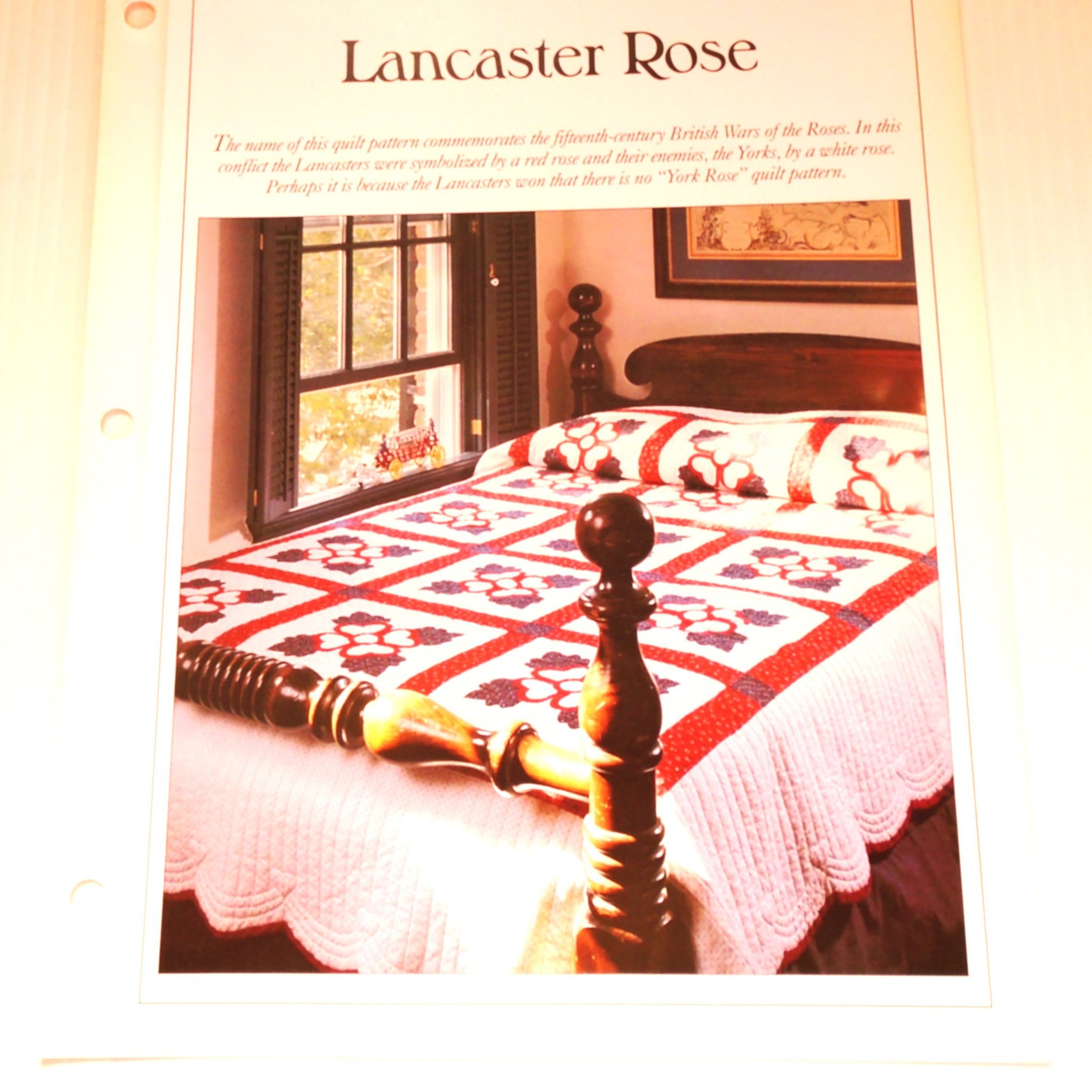 Lancaster Rose Applique quilt pattern. Actual size templates included. From Best Loved Quilt Patterns Series