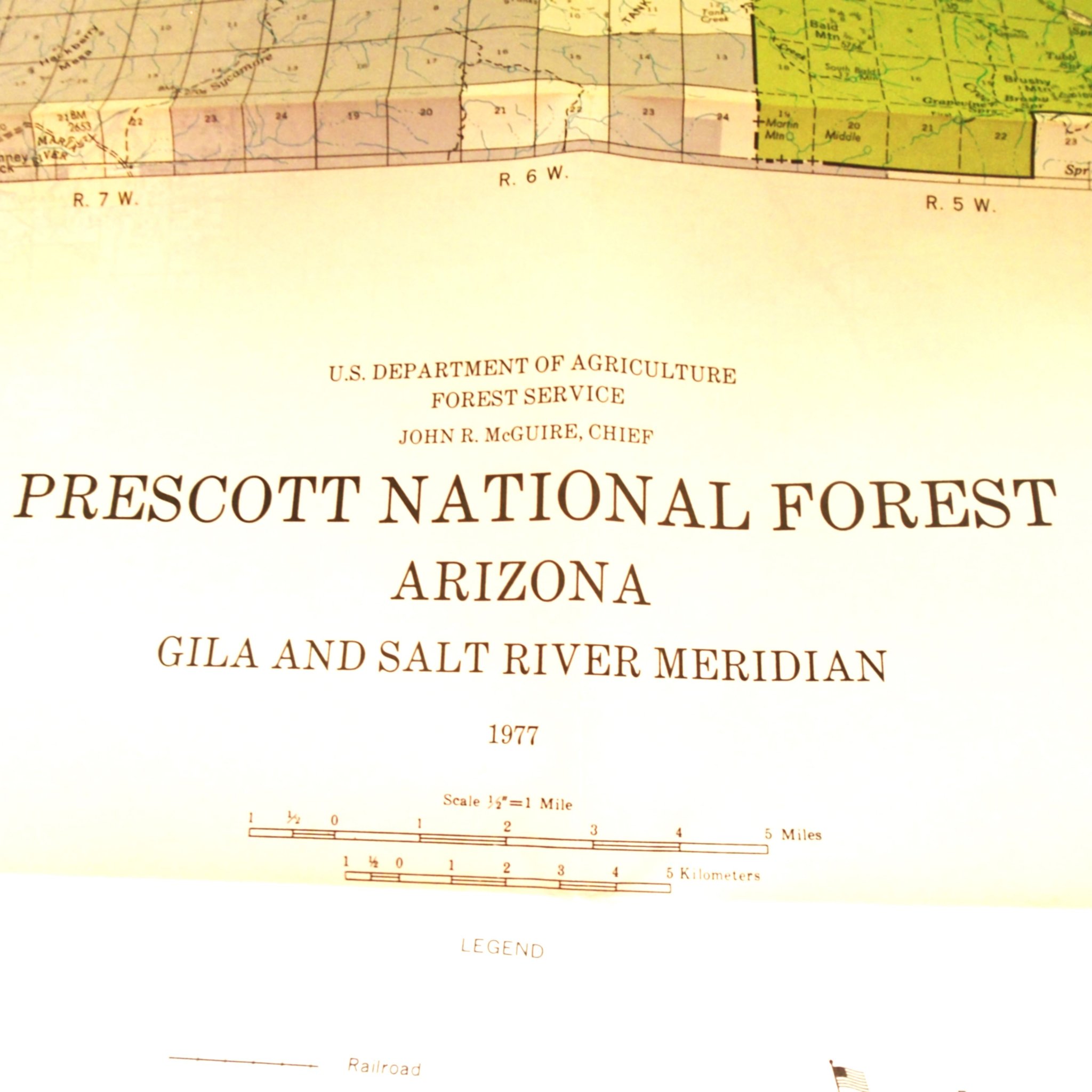 Prescott National Forest Map dated 1977, NOS