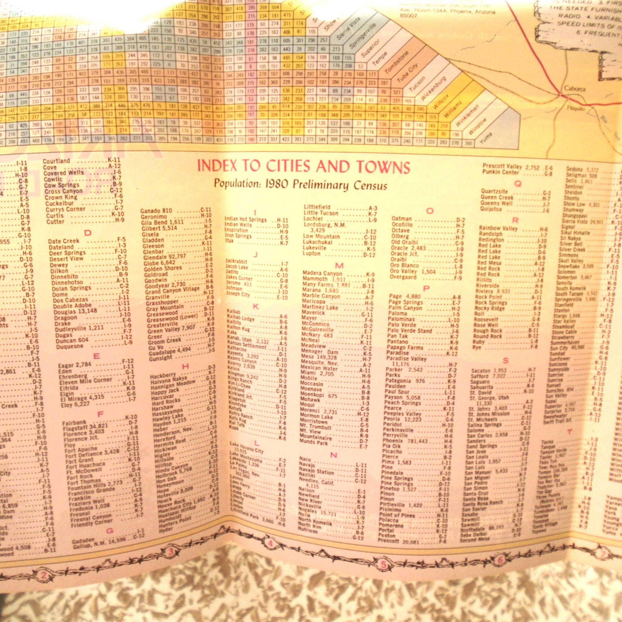 Arizona Road Map dated 1984. New Old Stock (NOS) in wonderful unused condition.