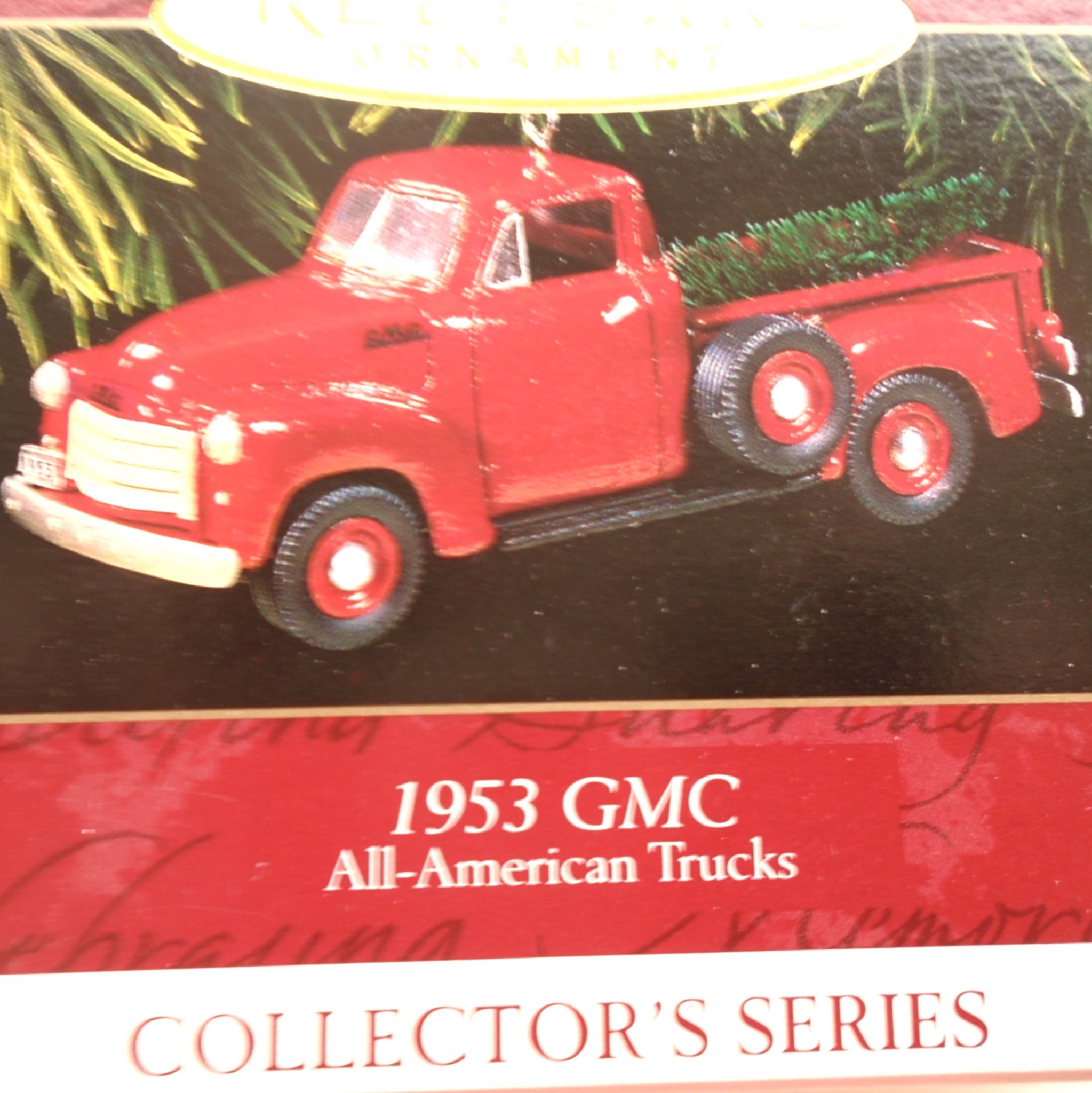 Hallmark Ornament features a 1953 GMC truck. New, never used. Comes in it’s original box.