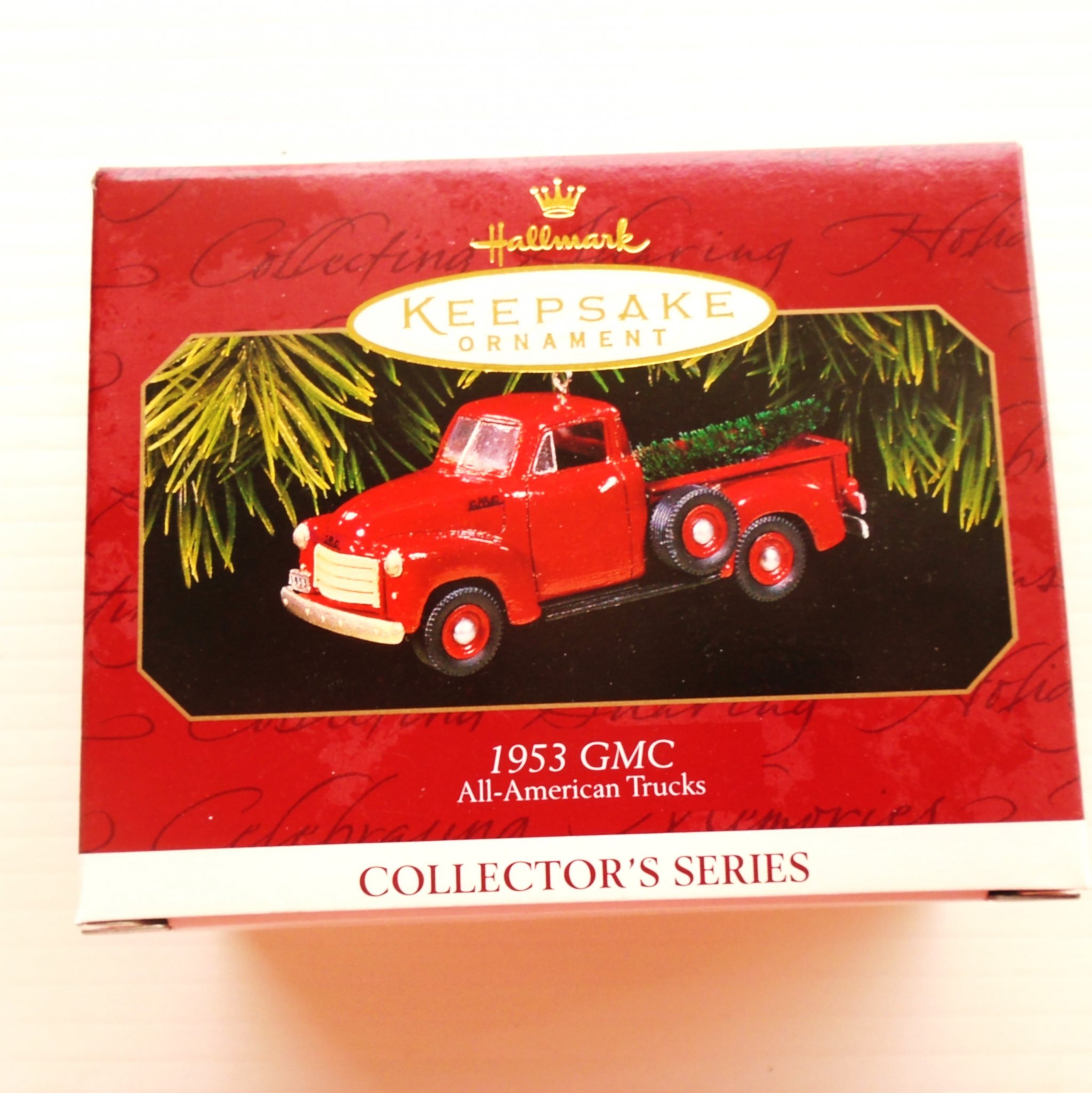 Hallmark Ornament features a 1953 GMC truck. New, never used. Comes in it’s original box.
