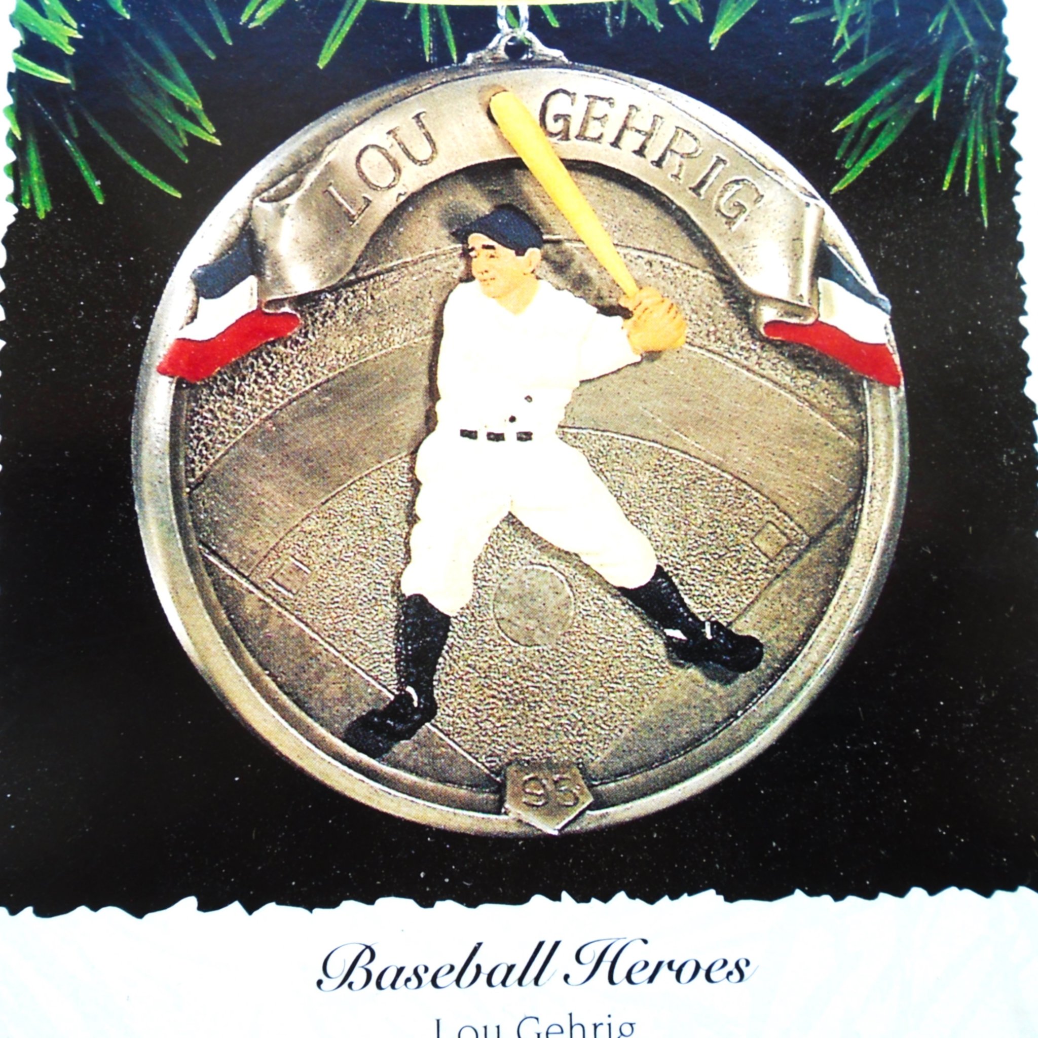 Hallmark Ornament, Lou Gehrig, New York Yankees. In original box dated 1995. Never used. New Old Stock (NOS).