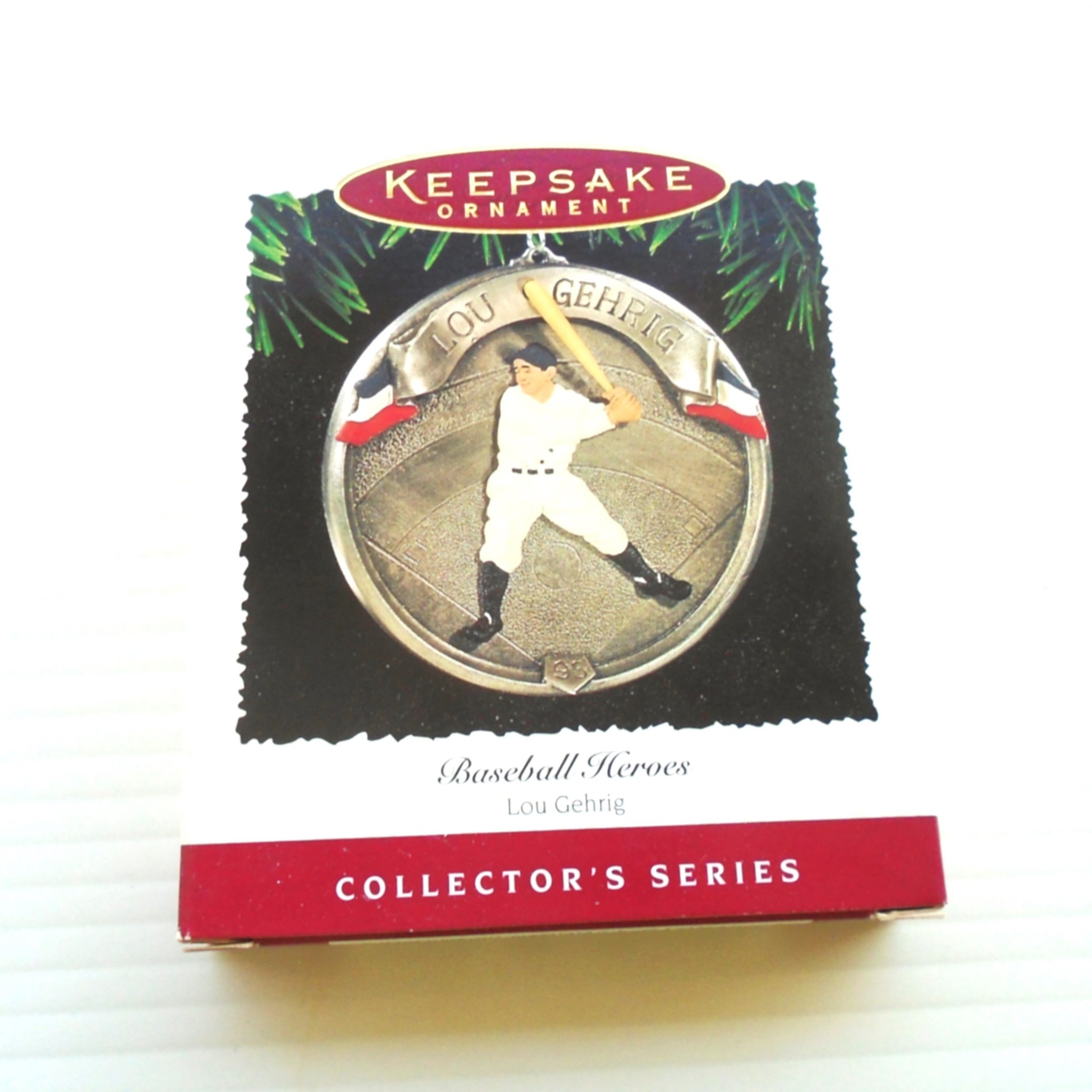 Hallmark Ornament, Lou Gehrig, New York Yankees. In original box dated 1995. Never used. New Old Stock (NOS).