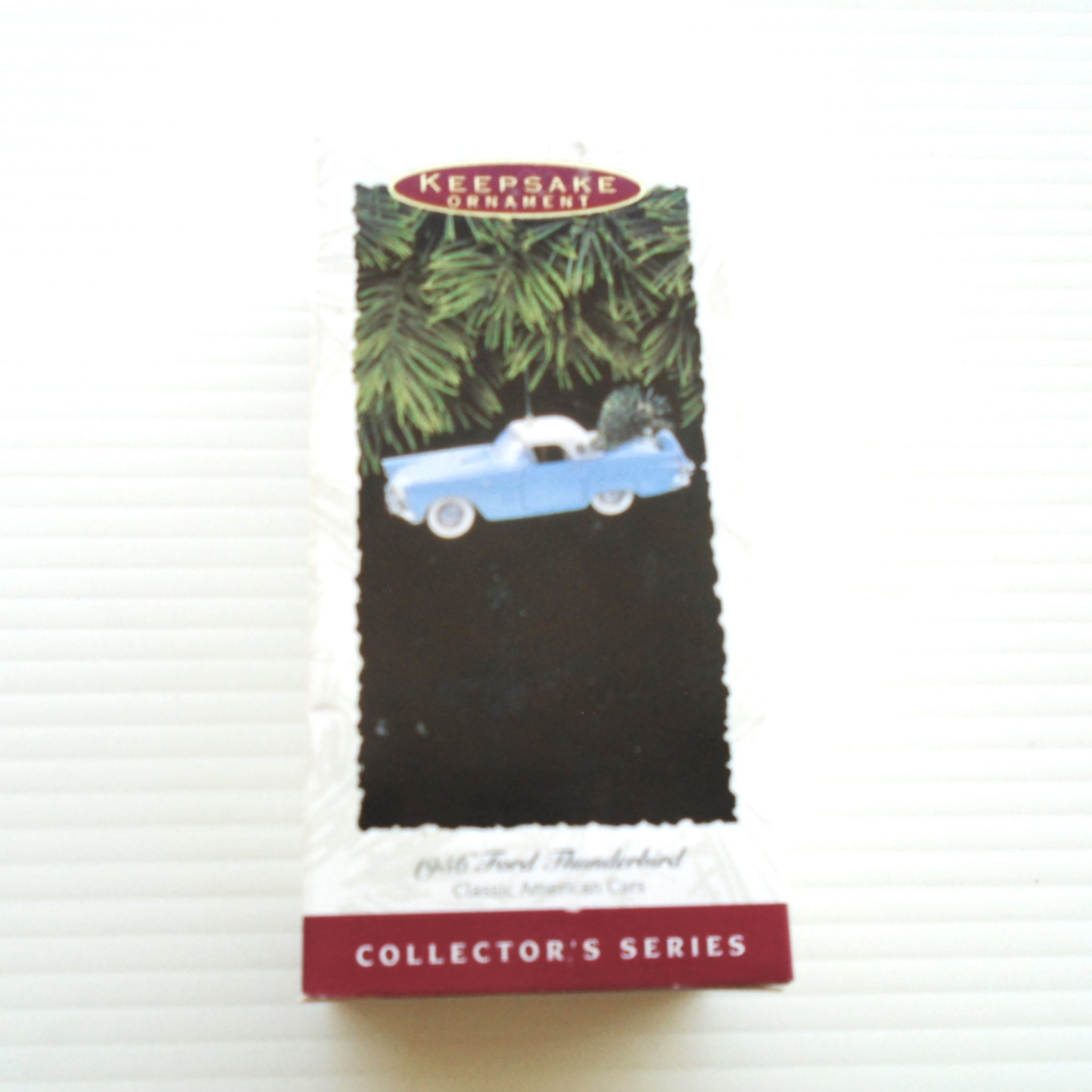 Hallmark Ornament, 1956 Ford Thunderbird AKA T-Bird. In original box dated 1993. Never used. New Old Stock (NOS).