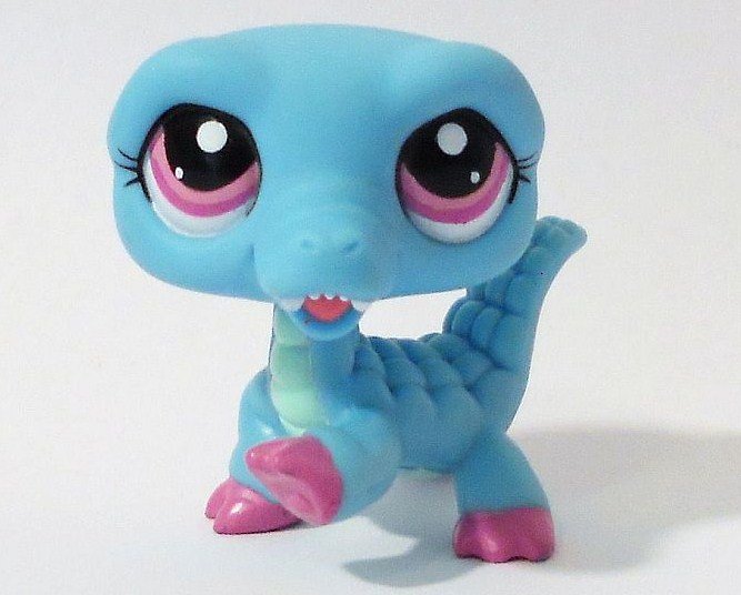 Littlest Pet Shop Blue Crocodile purple pink eyes 1870 loose