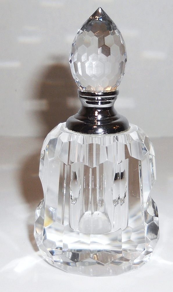 Crystal Perfume Bottle faceted high polish cut crystal