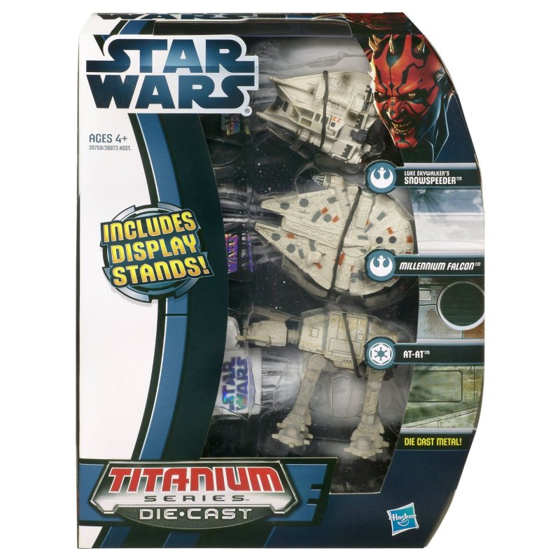 Die Cast Titanium Snowspeeder, Millennium Falcon, AT-AT