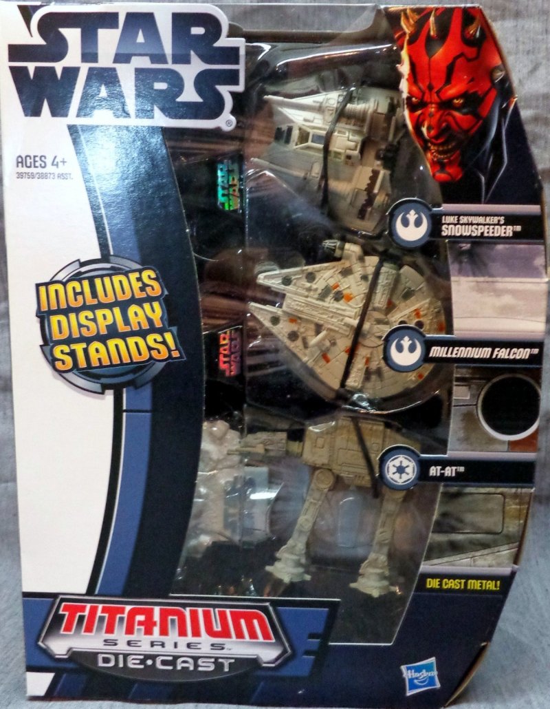 Die Cast Titanium Snowspeeder, Millennium Falcon, AT-AT
