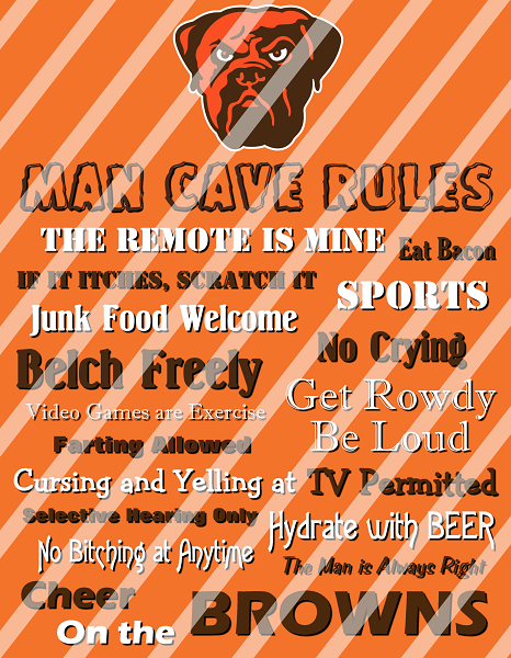 Cleveland Browns Man Cave Rules Wall Decor Sign Instant Download