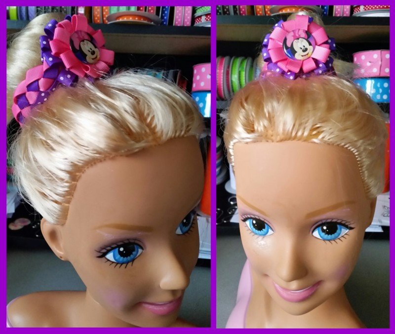 Minnie Mouse Hair Bow Ribbon Bun Wrap A1 You Choose Image And
