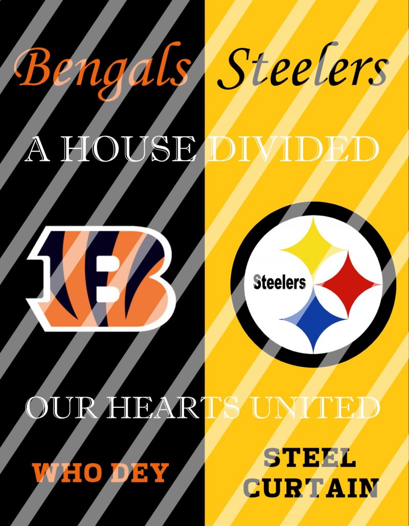 Bengals Steelers House Divided Wall Decor Sign Digital Or Shipped Image To View Larger
