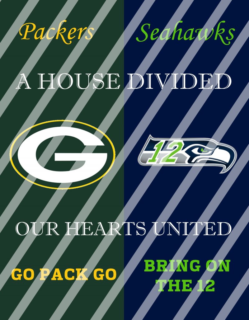 Packers Seahawks House Divided Wall Decor Sign Digital Or Shipped
