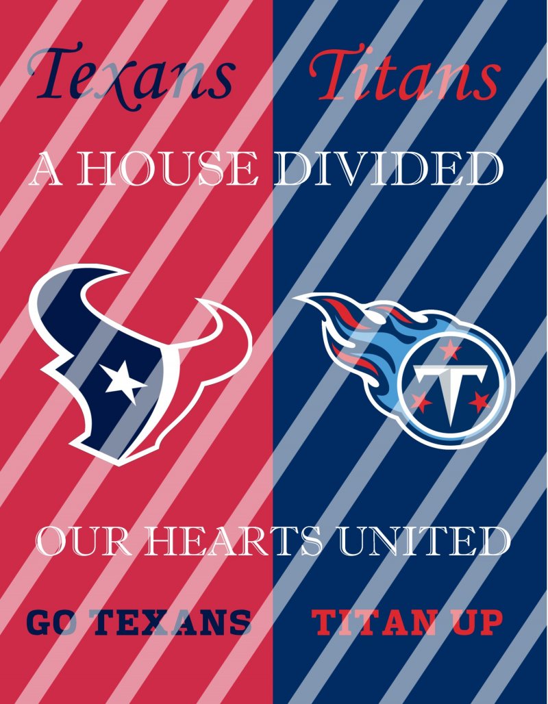Texans Titans House Divided Wall Decor Sign Digital Or Shipped